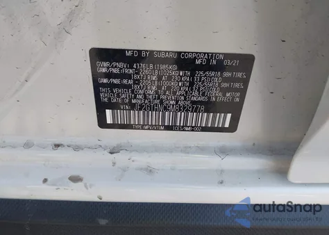 2021 Subaru Crosstrek Limited из США, поврежденный, VIN JF2GTHNC9M8329778